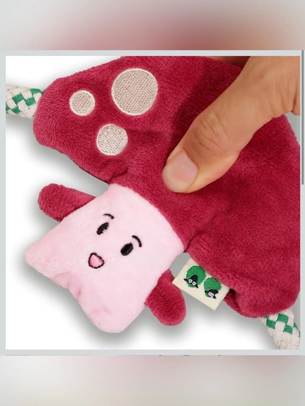Plush Mushroom Rope Dog Toy - Pink & Berry, NWT